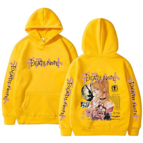 JapońSkie Anime Death Note Misa Bluza Z Kapturem MęSka Damska Odzież Moda Hip Hop Streetwear Unisex Vintage Oversize Bluzy Z Kapturem 2XL Yellow-image