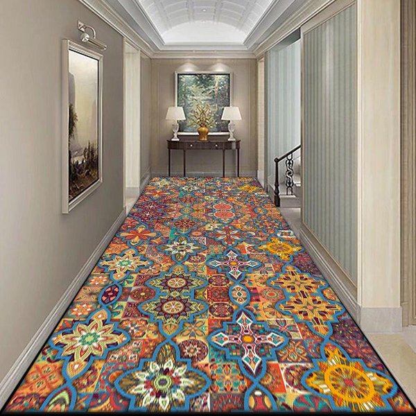 Alfombras Largas Retro Persas Para Pasillo DecoracióN Del Hogar Antideslizantes Boho Hotel Escaleras Pasillo Entrada Felpudo Lavable 2.9X13.1Ft(90X400Cm)-image