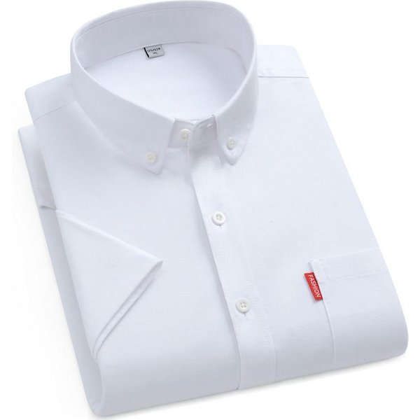 2026 Nuevas Camisas Oxford Para Hombre Lujo Manga Corta Verano Casual 100% AlgodóN Alta Calidad Color SóLido Negocios Sociales Tops Amarillos M Blanco-image