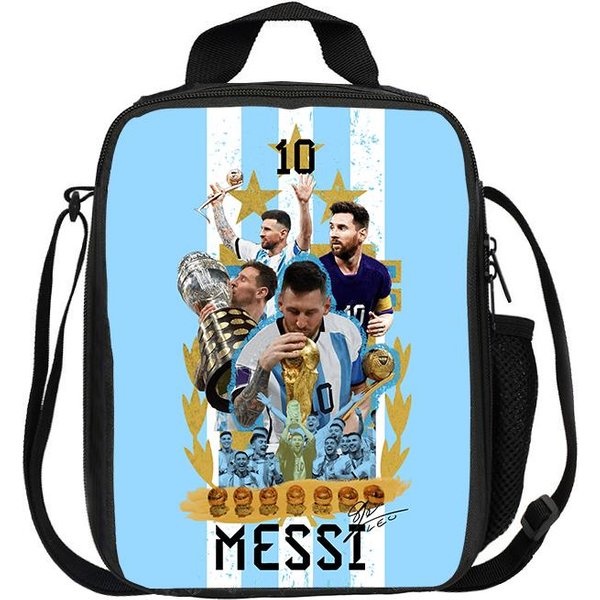 Torby Na Lunch PiłKa NożNa Sport Torby Do Przechowywania żYwnośCi M-Messi Torba Termiczna Gwiazda PiłKi NożNej Izolowany Pojemnik Na Lunch Szczelna Torba Tote PudełKo Na Lunch White-image