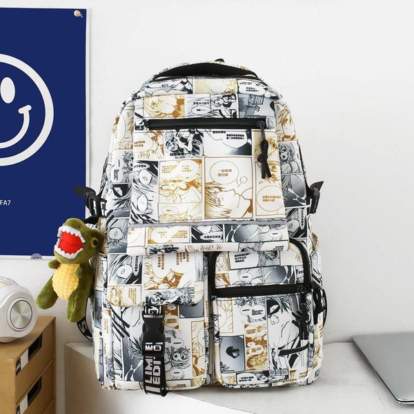 Mochilas De Graffiti Para Hombres Y Mujeres Estudiantes De Secundaria Nueva Gran Capacidad Mochila Para Estudiantes De Secundaria Estudiantes Universitarios Mochila De Hombre-image