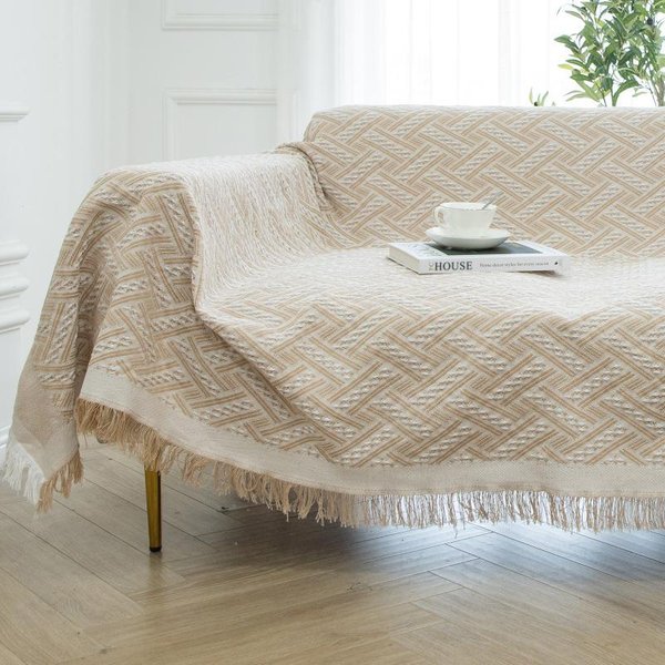 Pokrowiec Na Sofę Z BawełNy I Lnu, Jednolity Kolor, AntypośLizgowy, RęCznik Na Sofę Do Salonu, Dekoracja Mebli, Gobelin, Pokrowiec Na Sofę 90X90Cm Khaki-image