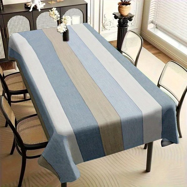 Mantel Rectangular Con Estampado De Rayas Azules Para DecoracióN De Mesa Lavable Rayas GeoméTricas Mantel Para Mesa De Cocina Y Comedor Para Fiesta Festiva 140X180Cm-image