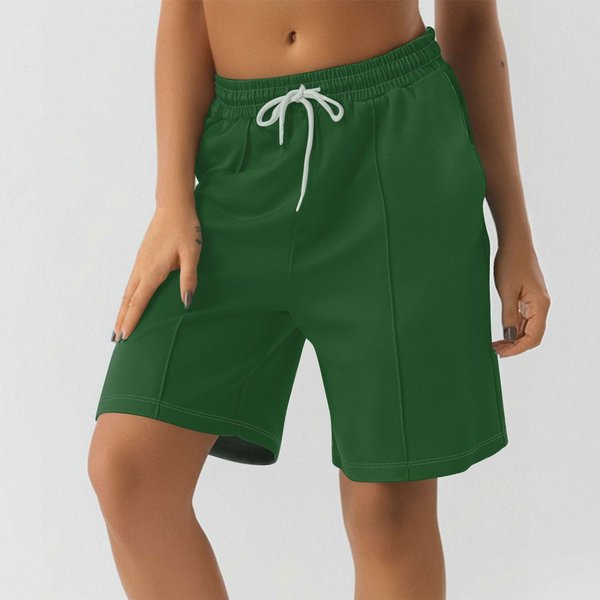 Pantalones Cortos Para Mujer, De Color Liso, Para Entrenamiento, Running, Yoga, Suaves, Con Bolsillos XXL Black-image
