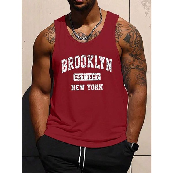 2025 Nowy MęSki Tank Top Z Nadrukiem Liter 3D Outdoor Sport MęSki Tank Top Fitness Letni Codzienny Modny MęSki BezręKawnik 2XL-image
