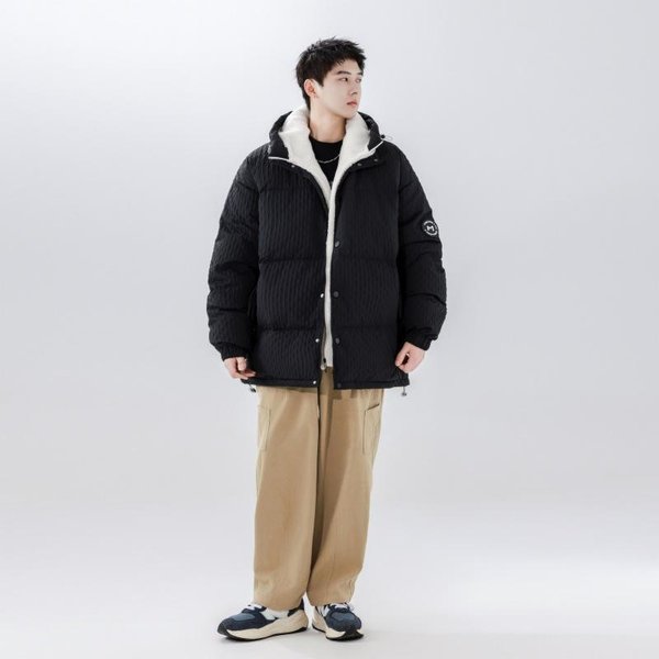 OtoñO E Invierno Simple Marca De Moda Para Hombre Chaqueta Acolchada Y CáLida Nueva De PlumóN De Pato Blanco Chaqueta Acolchada 3XL Black-image