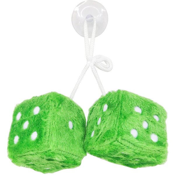 Fuzzy Pluszowe KośCi WnęTrze Samochodu WisząCe-Ozdobna Dekoracja 6Cm Kwadratowa Kostka Wisiorek Z Kropką Auto Lusterko Wsteczne Dekory Zielony-image