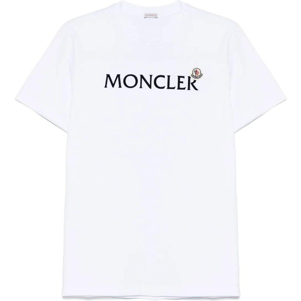 Moncler Koszulka Z Nadrukiem Litery LuźNy KróJ OkrąGłY Dekolt KróTki RęKaw MęSkie GóRy BiałY K1-091-8C00075-8390T-001 M White-image