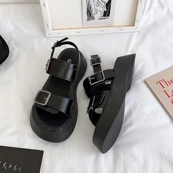 Moda SandałY Na Platformie Damskie Letnie Buty Klamra Klapki Casualowe SandałY Damskie Buty Sportowe Letnia Sandalia Mujer 37-image