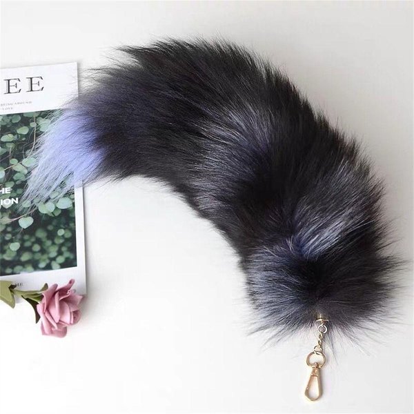 Pompony Pluszowy Ogon Brelok Do Kluczy Torba Z FręDzlami Futrzany Wisiorek Breloczek Ogon ZwierzęCy Brelok Kobiety Dziewczyna 40Cm 01-image
