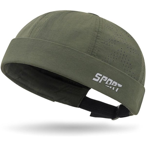 Gorro De Verano De Moda Gorra De Calle Hip Hop Secado RáPido Sin Visera Gorra Docker Color SóLido Casual Gorro MelóN Exterior-image
