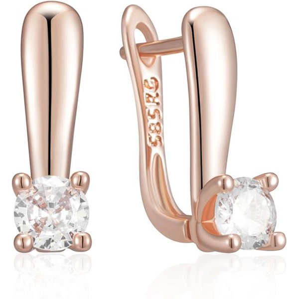 Pendientes Ingleses Brillantes Naturales De ZircóN Simple Nupciales De Boda Color Oro Rosa Lujo JoyeríA Fina Diaria Para Fiesta Para Mujeres White-image
