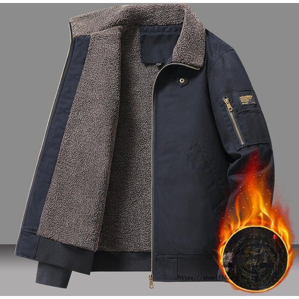 Nueva Chaqueta De Herramienta Retro Abrigo Para Hombre OtoñO E Invierno Terciopelo Holgada Informal Chaqueta De Exterior 5XL Gray-image