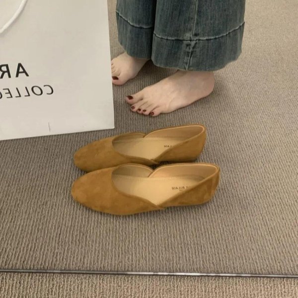 Zapatos Para Mujer De Alta Calidad Planos Bajos Para Mujer Moda Punta Redonda Planos De Uso Diario Para Mujer Venta Caliente Planos Bajos Lisos 40 MarróN-image