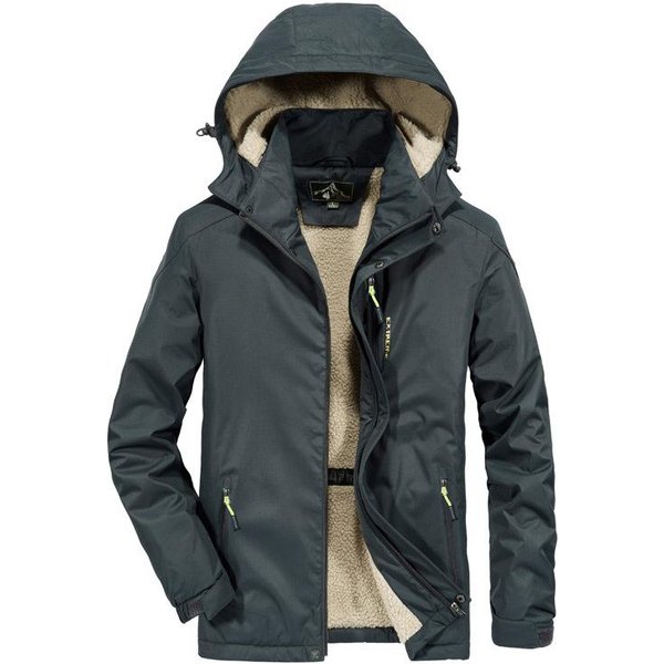 Chaqueta De OtoñO E Invierno Para Hombre Chaqueta Con Capucha Gruesa De Forro Polar Para Exteriores Ropa CóModa Para Hombre Xxxxl Black-image
