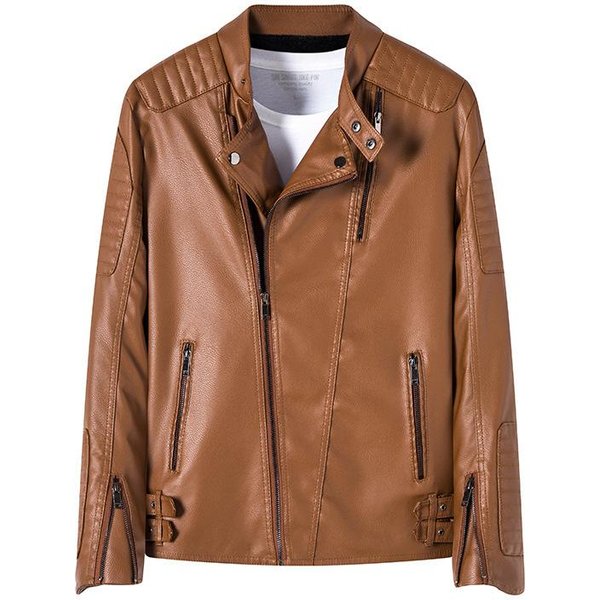Chaqueta De Cuero Para Hombre OtoñO E Invierno Chaqueta De Cuero Locomotora Cuero PU Terciopelo Casual Chaqueta Guapa 4XL-image
