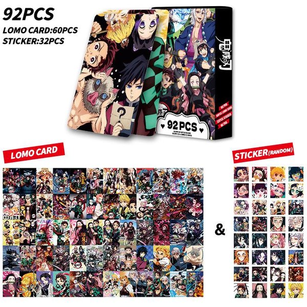 92 Sztuki Anime Demon Slayer Kolekcja Kart KreskóWka Tanjirou Nezuko Komiks Naklejki Karty Prezenty Dla Dziewczynek Zabawki White-image