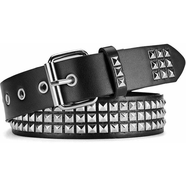 CinturóN De Remaches De Moda CinturóN Heavy Metal Hombres Mujeres Punk Club Nocturno CinturóN Rock CinturóN Para Jeans CinturóN DecoracióN De Moda Cinturones De Mujer 103Cm Negro-image