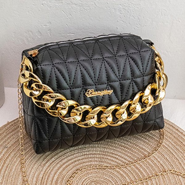 Bolso Almohada De Cadena De Diamantes Nicho VersáTil Bolso Cuadrado PequeñO Bolso Cuadrado PequeñO Black-image