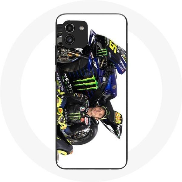 Coque Pour Samsung Galaxy A03 Valentino Rossi Pilote De Vitesse Fond Blanc Blanco-image