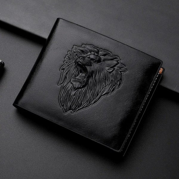Portfel MęSki Personalizowany TróJdzielny Portfel Z WytłOczeniem 3D Wielokartowy Etui Na Karty Kredytowe Zapinany Na Zamek KróTki Portfel MęSki-image