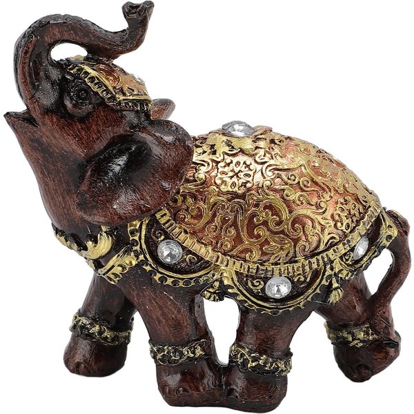 Bogactwo SzczęśLiwy SłOń Statua ŻYwica Feng Shui Figurka SłOnia Dekoracja Domu Do Salonu S Beige-image