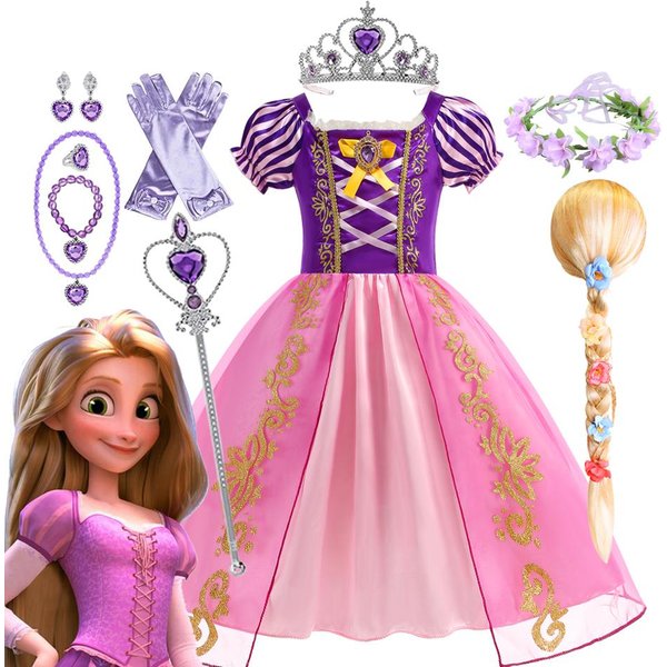 Dziewczynki Sukienka Kostium KsiężNiczki Roszpunki ZapląTani KsiężNiczka Halloween Urodziny Karnawał Impreza Vestido Sukienka Urodzinowa Dla Dzieci 3T(110) Pink-image