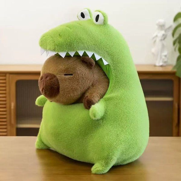 Linda MuñEca De Peluche PeriféRica De Cocodrilo TiburóN Capibara MuñEca De Peluche Capibara Animal De Peluche Gigante Kawaii Juguetes De Regalo De CumpleañOs Para NiñOs 30Cm-image
