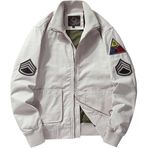 Chaqueta Para Hombre OtoñO M1942 Retro Chaqueta De Trabajo MA1 Piloto Uniforme Militar Uniforme De BéIsbol Trendy 5XL White-image