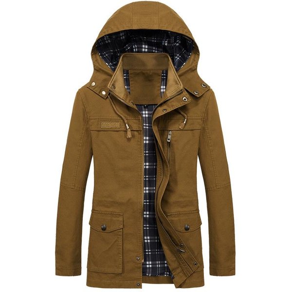 OtoñO E Invierno Nueva Chaqueta Casual Para Hombre Estilo Coreano AlgodóN Puro Lavado Holgada Talla Grande Cortavientos Chaqueta Moderna 5XL Black-image