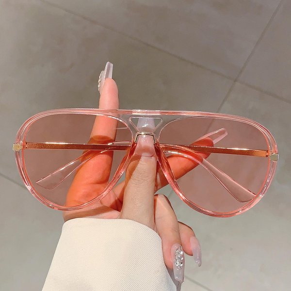 Gafas De Sol Pilot Estilo CláSico Montura Grande Para Mujeres Para Para Hombres Estilo Retro Gafas De Sol Para El Sol Premium DiseñAdor Punk Hip Hop Populares Tonos Rosas Brown-image