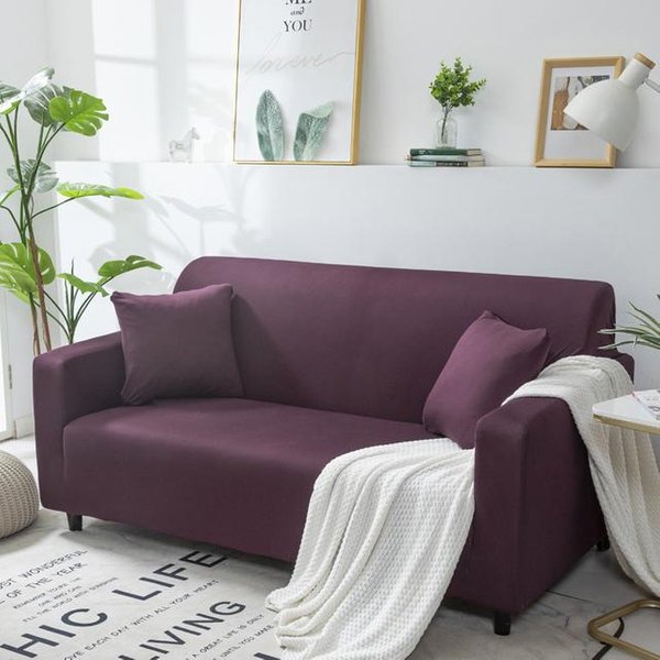 Fundas De Sofá EláSticas De Color SóLido Para Sala De Estar, Funda EláStica Para SillóN, Funda Para Sofá, Protector Seccional En Forma De L Para Esquina Large(190-230Cm)1Pc-image
