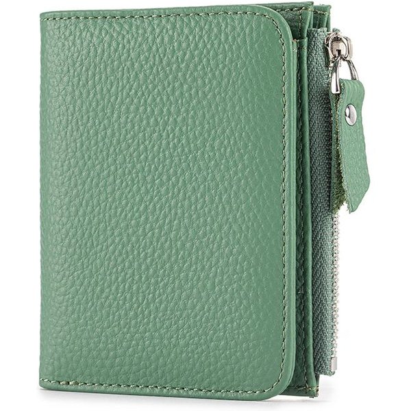Cartera Corta Delgada De Cuero Genuino Para Mujer Con Bloqueo, Billetera Bifold, Tarjetero, Billetera Con Clip Para Billetes, Bolsillo Con Cremallera Para Monedas Beige-image