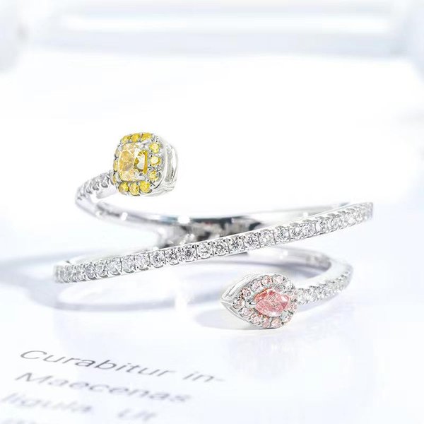 Anillo De Diamantes Rosas Con Forma De Serpiente Enrollada Diamantes De Alto Carbono Anillo Sencillo De Moda Anillo No. 10-image