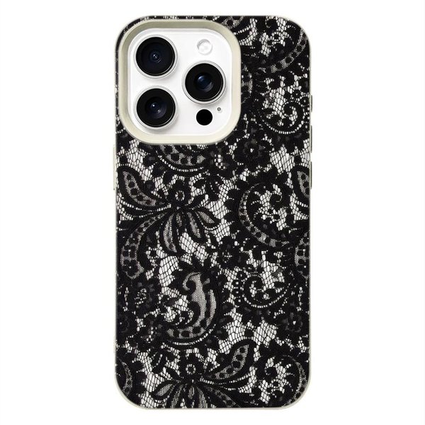 Czarny Koronkowy Pokrowiec Na Telefon Dla Iphone 17 16 15 Plus 11 13 12 14 Pro Max 16E 17 Air MięKki Silikonowy Pokrowiec Odporne Na WstrząSy Etui Iphone 13 Promax-image