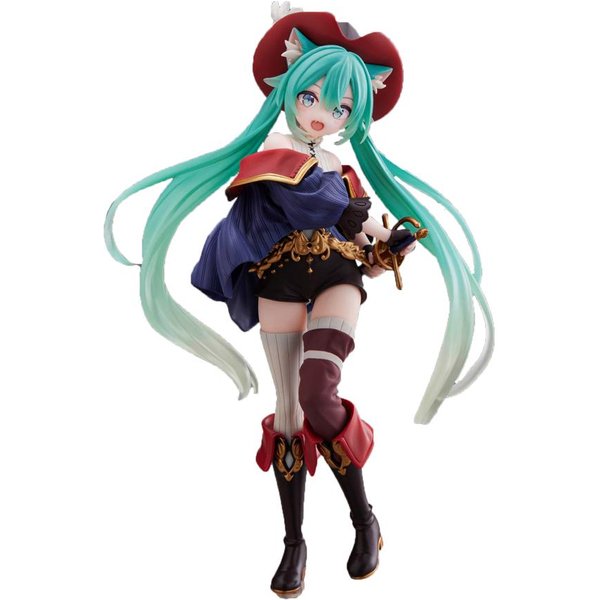 Hatsune Miku Figurka Akcji Na Biurko Urocza 18Cm Kraina Bajek Kot W Butach Figurka Anime Dziewczyna Kawaii Zabawka Prezent-image