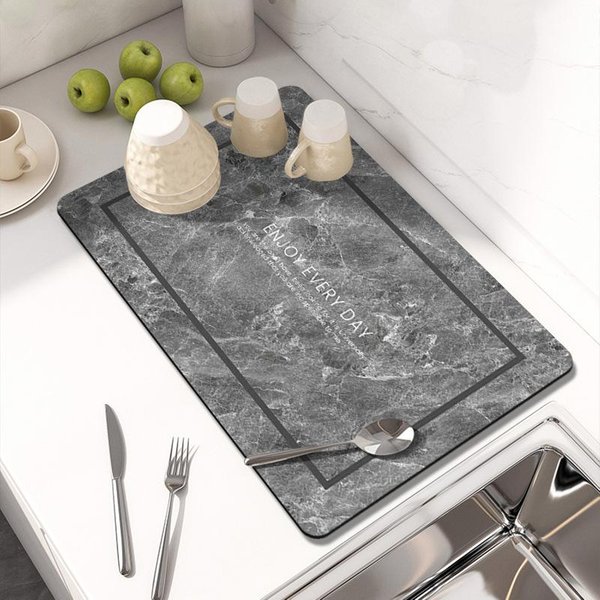 Alfombrilla Absorbente Antideslizante Para Cocina Encimera Barro De Diatomeas Alfombrilla Suave Lavar Olla Bol Aislamiento TéRmico Posavasos De Barra Alfombrilla Para Bol 30 * 40CM-image