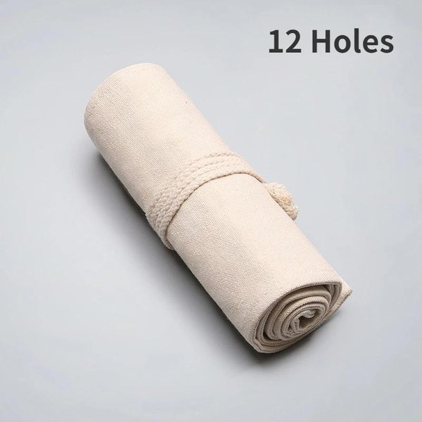 Estuche De LáPices ÚTiles Escolares Estudiante Arte Bolsa Para BolíGrafos Lienzo Enrollable Para LáPices Almacenamiento De BolíGrafos Maquillaje Pinceles CosméTicos PapeleríA-image