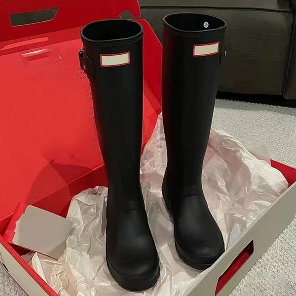Botas De Lluvia De CañA Alta Para Mujer 2026 Nuevas Botas Impermeables Para Exteriores Botas De Lluvia De CañA Larga 37 Red-image