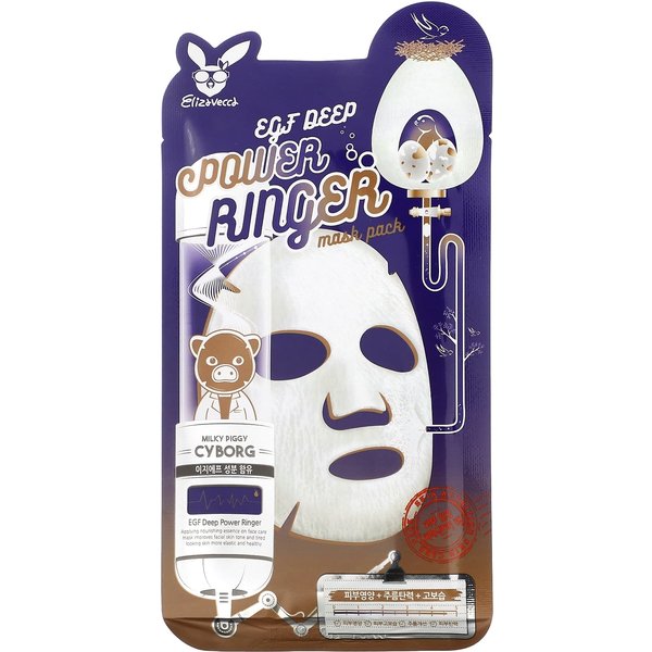 Elizavecca, Milky Piggy Cyborg, Paquete De Mascarilla De Belleza EGF Deep Power Ringer, 1 Mascarilla De Tela, 0.78 Onzas LíQuidas (23Ml)-image