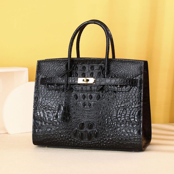 Damska Torebka Ze SkóRy O Wzorze Krokodyla, Wysokiej Klasy I Modna SkóRzana DużA Torba, Wszechstronna Torba Crossbody Platynowa, Casualowa Torba Damska Czarny-image