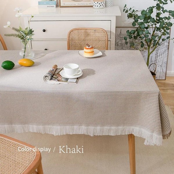 Pleciony BawełNiany Obrus Lniany BieżNik Na Stół Do Herbaty Dekoracja ProstokąTny Pokrowiec Na Stół Do Kuchni, Wesela, Jadalni, Kempingu 90X90Cm-image