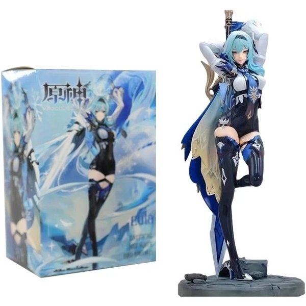 18Cm Figurka Euli Genshin Impact Figurka Akcji Z PVC Anime Urocza Dziewczyna Klee Paimon Eula Figurka Hu Tao Kolekcjonerski Model Zabawka Lalka Prezent With Box Gray-image