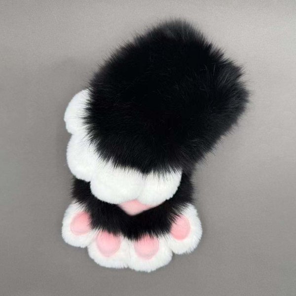 Modowe Kostiumy Cosplay Z KreskóWek RęKawiczki PiszcząCe Fursuit Kigurumi Pluszowe ŁApy Kota Futrzane CiepłE Rekwizyty Cosplay Prezenty-image