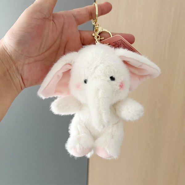 DziecięCa KreskóWkowa SłOniowa Torebka Breloczek Wisiorek Pluszowa Lalka Z DużYmi Uszami Pluszowa Zabawka Dla Dzieci Lalka 12Cm Prezent White-image