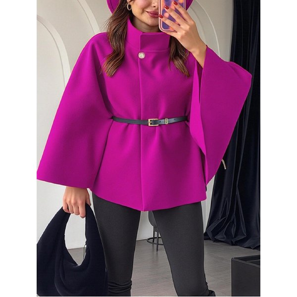 Ponczo PłAszcze Peleryny Damskie Czarne PłAszcze Zimowe PłAszcz Peleryna Z RęKawami Nietoperz Moda Damska Kurtka Peleryna XS Purple-image