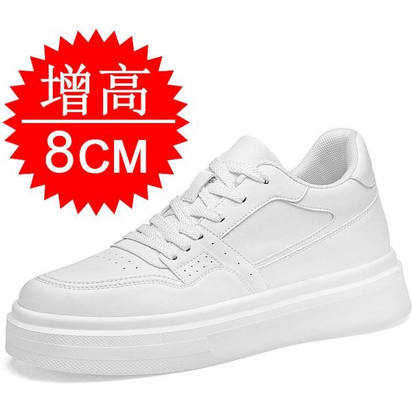 MęSkie Niewidoczne Buty ZwięKszająCe Wzrost 8/10Cm Ukryty Obcas Platforma BiałE Buty Skateboardowe Sznurowane Gruba Podeszwa Codzienne Buty Do Chodzenia 41 White-image