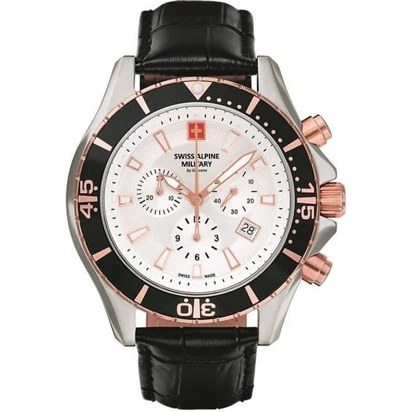 Szwajcarski Zegarek Alpejski Marki Grovana Nautilus Chronograf Z Białą Tarczą Kwarcowy 7040.9552 100M MęSki Zegarek-image