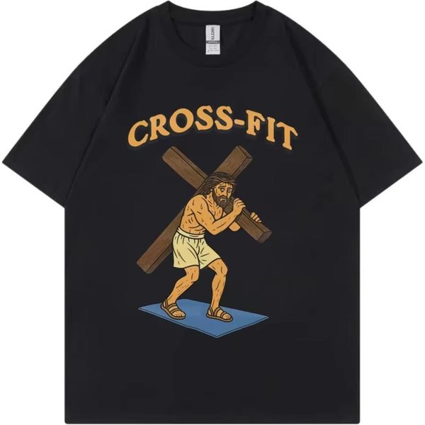 Jezus ŚMieszny ChrześCijańSki Mem SiłOwnia Koszulka Moda Vintage Koszulka Z KróTkim RęKawem Odzież MęSka Damska Codzienna BawełNiana Koszulka Streetwear 5XL Multikolor-image