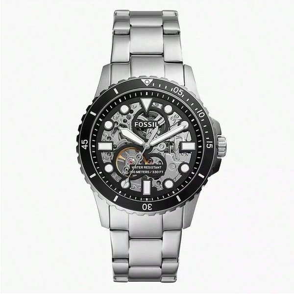 Reloj MecáNico AutomáTico Fossil Para Hombre De Acero Inoxidable Tres Agujas Caja De Acero Inoxidable/Cristal Resistente A ArañAzos ME3190 Plata-image
